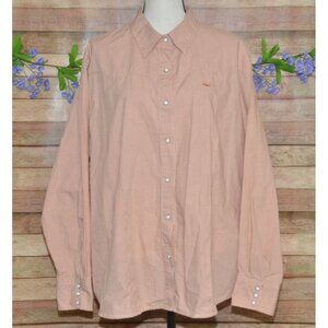 Roper Western Cowgirl Pearl Snap Dress Shirt Plus Size 3X Peach Check Cotton
